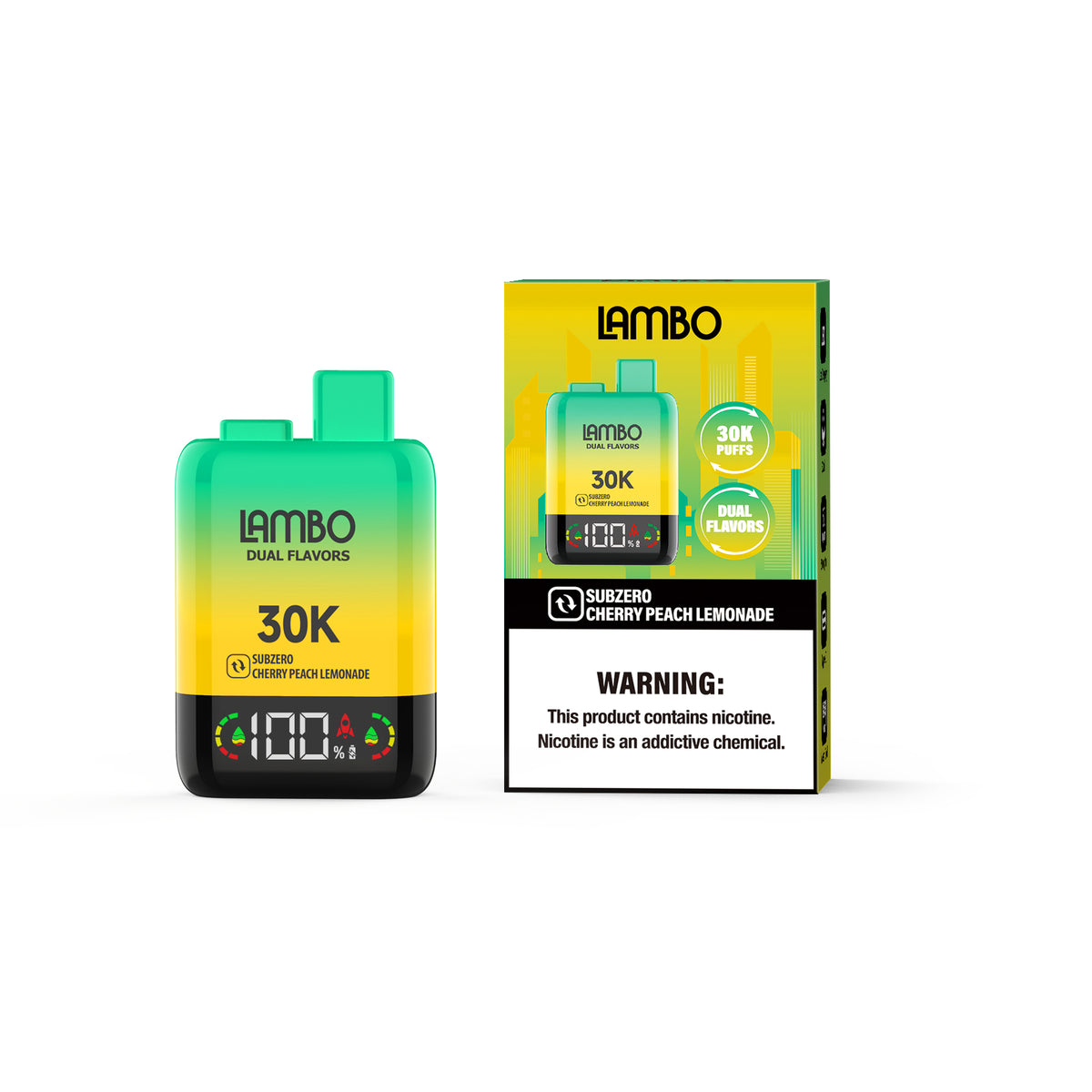 LAMBO Dual Flavors 30K Puffs Disposable 5% - Subzero Cherry & Peach Lemonade
